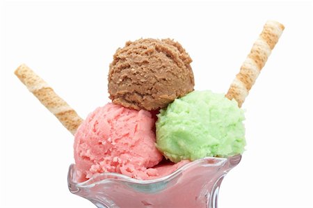 Delicious multi flavor ice cream glass isolated on white background. Shallow depth of field Foto de stock - Super Valor sin royalties y Suscripción, Código: 400-05135878
