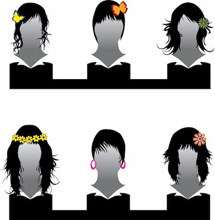 Vector set of hair style ornate samples for woman Stock Photo - Budget Royalty-Free & Subscription, Code: 400-05136034