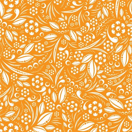 seamless summer backgrounds - White flower pattern on an orange background Stock Photo - Budget Royalty-Free & Subscription, Code: 400-05136159