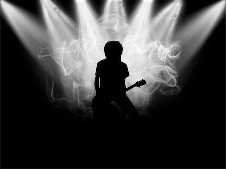 simsearch:400-08163199,k - Black silhouette of the musician which plays on a scene Stock Photo - Budget Royalty-Free & Subscription, Code: 400-05136324