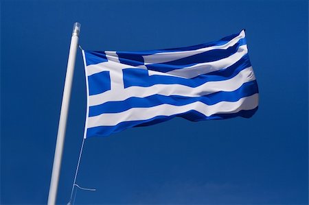 simsearch:400-05136582,k - Waving flag of Greece against the clear blue sky Stockbilder - Microstock & Abonnement, Bildnummer: 400-05136583