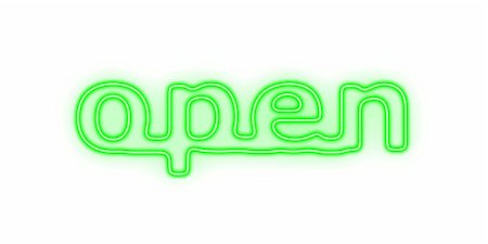 shop night windows - Green neon sign with the word open on white background Stock Photo - Budget Royalty-Free & Subscription, Code: 400-05137059