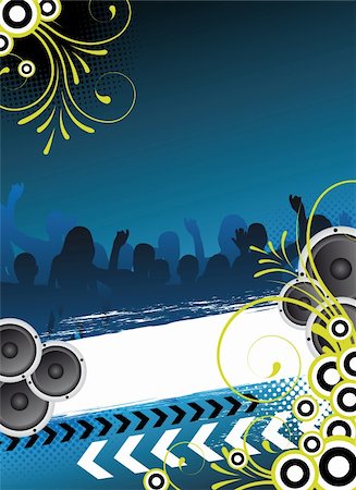 blue party flyer design with dancing people Stock Photo - Budget Royalty-Free & Subscription, Code: 400-05137141