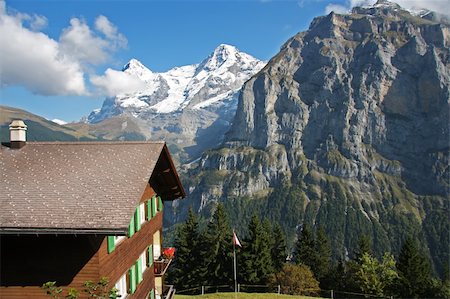 french alps lodges - Traditional wooden alpine cabin in the Swiss mountains Stock Photo - Budget Royalty-Free & Subscription, Code: 400-05137244