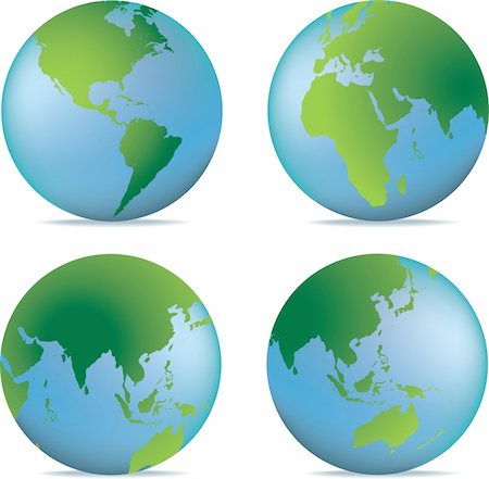 illustration of a set of world globes at different angles Stock Photo - Budget Royalty-Free & Subscription, Code: 400-05137442