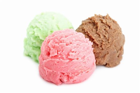 Three balls of multi flavor ice cream isolated on white background. Shallow depth of field Foto de stock - Super Valor sin royalties y Suscripción, Código: 400-05137512