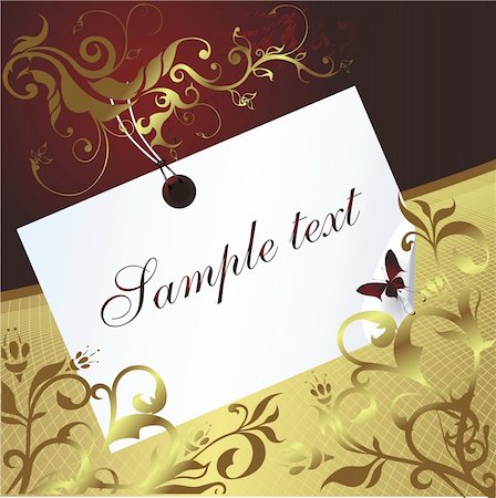 simsearch:400-04114983,k - Sheet of paper against a gold vegetative ornament with butterflies Stockbilder - Microstock & Abonnement, Bildnummer: 400-05137549