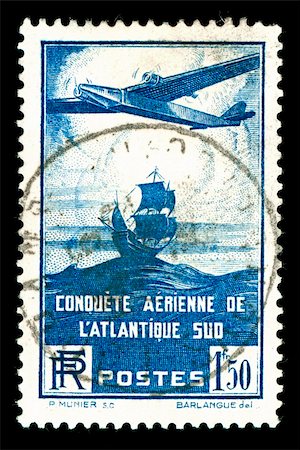 philately - rare 1930s vintage French aircraft stamp Stock Photo - Budget Royalty-Free & Subscription, Code: 400-05137740