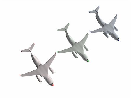 three flying airplanes. 3d Stock Photo - Budget Royalty-Free & Subscription, Code: 400-05138237