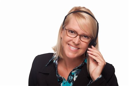 simsearch:400-04001946,k - Beautiful Blonde Customer Support Woman with Headset Isolated on a White Background. Foto de stock - Super Valor sin royalties y Suscripción, Código: 400-05138261