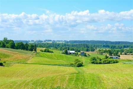 simsearch:400-04672084,k - Beautiful summer landscape  of green fields with bright blue sky Fotografie stock - Microstock e Abbonamento, Codice: 400-05138352