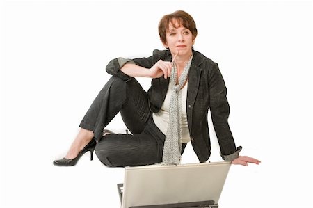 businesswoman with laptop Stock Photo - Budget Royalty-Free & Subscription, Code: 400-05138385
