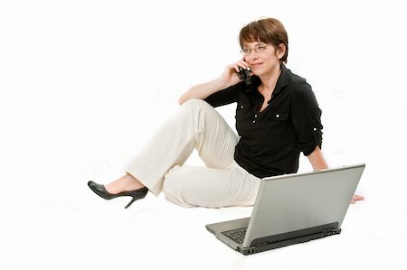 businesswoman with laptop Stock Photo - Budget Royalty-Free & Subscription, Code: 400-05138386