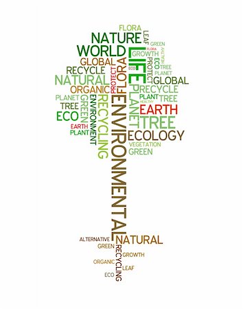 simsearch:400-05366140,k - Ecology - environmental poster made from words in the shape of green tree Fotografie stock - Microstock e Abbonamento, Codice: 400-05138418