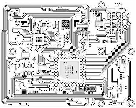 engineering circuit illustration - Hi-tech black and white industrial electronic vector background Stock Photo - Budget Royalty-Free & Subscription, Code: 400-05138428