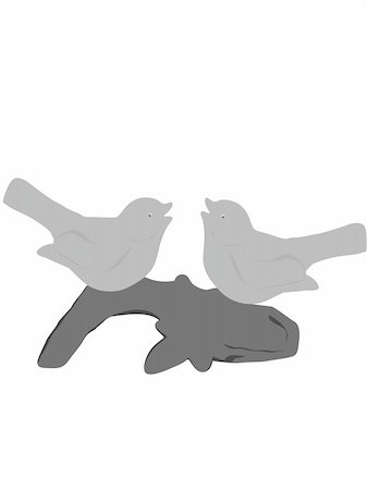 pottery figures - couple of procelain pigeons on white background Stock Photo - Budget Royalty-Free & Subscription, Code: 400-05138547