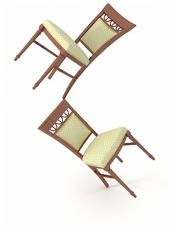 Chairs put against each other. On white background Stockbilder - Microstock & Abonnement, Bildnummer: 400-05138739