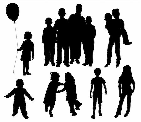 Children silhouettes on isolated white background. EPS file available. Stock Photo - Budget Royalty-Free & Subscription, Code: 400-05138942