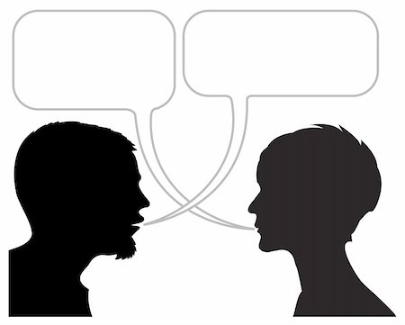 dialogue comic strip with silhouettes and speech bubbles Stock Photo - Budget Royalty-Free & Subscription, Code: 400-05138971