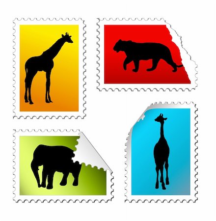 set of safari post stamps on a white background Stock Photo - Budget Royalty-Free & Subscription, Code: 400-05138986