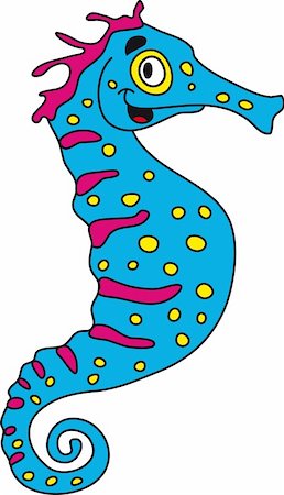 Funny cartoon Blue seahorse isolated on white background Fotografie stock - Microstock e Abbonamento, Codice: 400-05139986