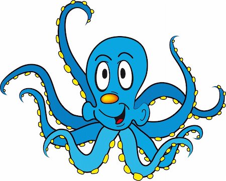 Funny cartoon octopus isolated on white background Stock Photo - Budget Royalty-Free & Subscription, Code: 400-05139987
