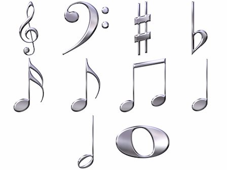 simsearch:400-04994761,k - 3d silver music notes isolated in white Stock Photo - Budget Royalty-Free & Subscription, Code: 400-05130087