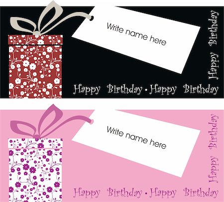 fancy happy birthday gift label in two colors Stock Photo - Budget Royalty-Free & Subscription, Code: 400-05130602