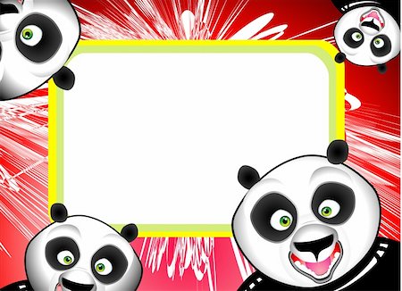 red pandas - Cartoon Style Panda Frame background with abstract design elements Stock Photo - Budget Royalty-Free & Subscription, Code: 400-05130789