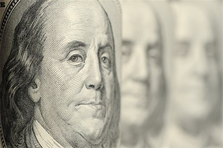 Benjamin Franklin. A fragment of a photo hundred dollar denominations Stock Photo - Budget Royalty-Free & Subscription, Code: 400-05130802