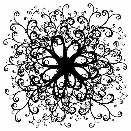 simsearch:400-04839001,k - symmetrical curly black and white illustration - vector illustration Stock Photo - Budget Royalty-Free & Subscription, Code: 400-05130988