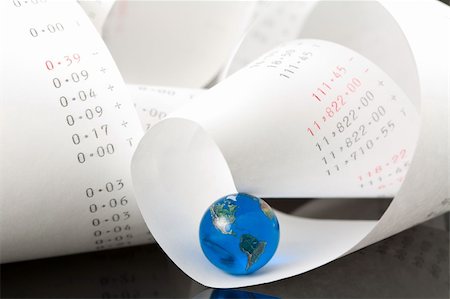 simsearch:400-04152511,k - Adding Machine Tape with Bright Blue Globe Stock Photo - Budget Royalty-Free & Subscription, Code: 400-05131278