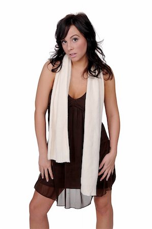 simsearch:400-04608974,k - Beautiful brunette in a brown dress and a white scarf Stock Photo - Budget Royalty-Free & Subscription, Code: 400-05131331