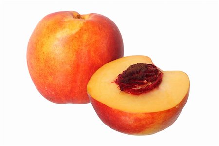 peach slice - Nectarine fruit and a half, isolated on white background Stock Photo - Budget Royalty-Free & Subscription, Code: 400-05131415