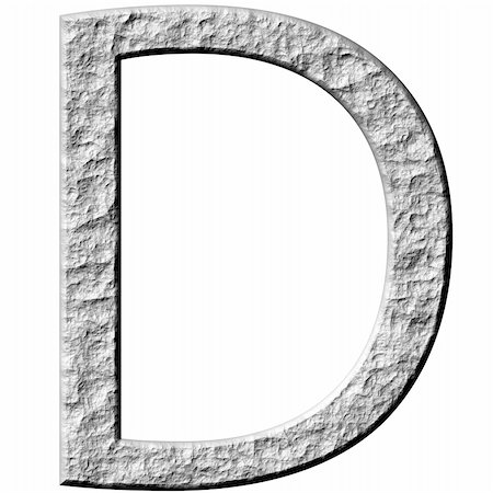 3d stone letter D isolated in white Photographie de stock - Aubaine LD & Abonnement, Code: 400-05131552