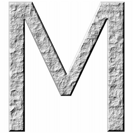 3d stone letter M isolated in white Stock Photo - Budget Royalty-Free & Subscription, Code: 400-05131561