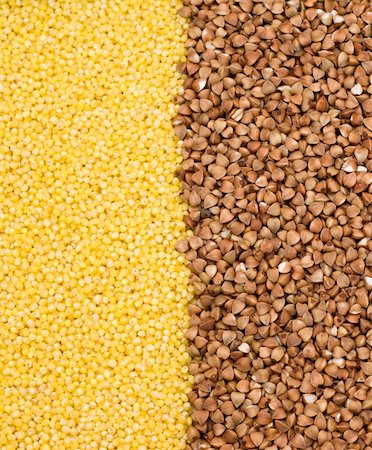 simsearch:400-05131654,k - Buckwheat and millet background - close-up, cooking ingredients Stock Photo - Budget Royalty-Free & Subscription, Code: 400-05131649