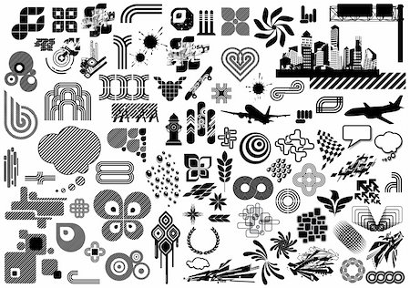 plane rain - Collection of 100 black and white design elements. Visit my portfolio for much more illustrations and vectors. Stock Photo - Budget Royalty-Free & Subscription, Code: 400-05131826