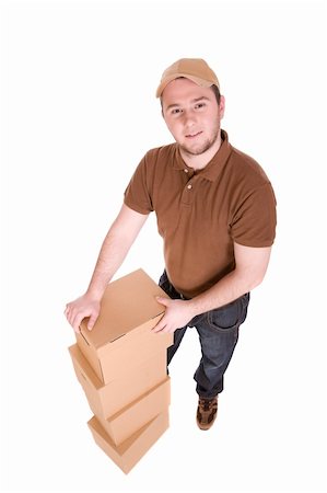 simsearch:400-04150533,k - delivery man with package. over white background Stockbilder - Microstock & Abonnement, Bildnummer: 400-05131850
