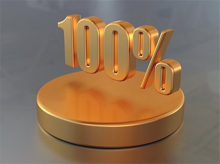 Symbol "100%" and the circular diagram with a 100% part of a circle in gold color. Stockbilder - Microstock & Abonnement, Bildnummer: 400-05131977