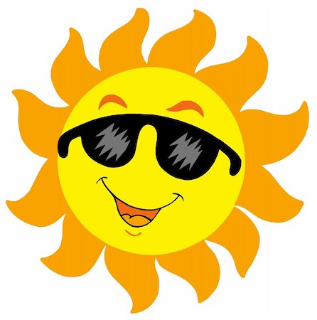 sun protection cartoon - Cartoon Sun with sunglasses - vector illustration. Stock Photo - Budget Royalty-Free & Subscription, Code: 400-05132196