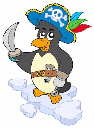 simsearch:400-04589554,k - Pirate penguin on white background - vector illustration. Photographie de stock - Aubaine LD & Abonnement, Code: 400-05132199