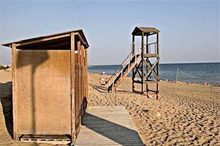 Lifeguard tower and cabana in Agios Georgios, Greece Stock Photo - Budget Royalty-Free & Subscription, Code: 400-05132407