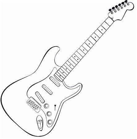 vector draw of a rock guitar Stock Photo - Budget Royalty-Free & Subscription, Code: 400-05132429