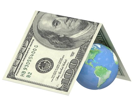 dollar planet world - Earth under a roof from a dollar Stock Photo - Budget Royalty-Free & Subscription, Code: 400-05132462