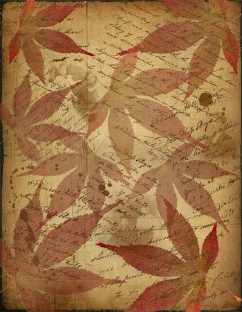 simsearch:400-05156538,k - Grunge papers design in scrap booking style with the hand-written text and autumn leaves Fotografie stock - Microstock e Abbonamento, Codice: 400-05132475