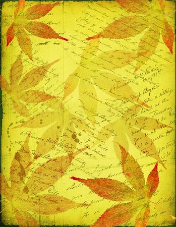 simsearch:400-04848691,k - Grunge papers design in scrapbooking style with the hand-written text and autumn leaves Stock Photo - Budget Royalty-Free & Subscription, Code: 400-05132476