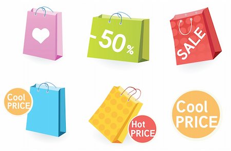 simsearch:400-08554585,k - Vector pack of shopping bag set. Stock Photo - Budget Royalty-Free & Subscription, Code: 400-05132563