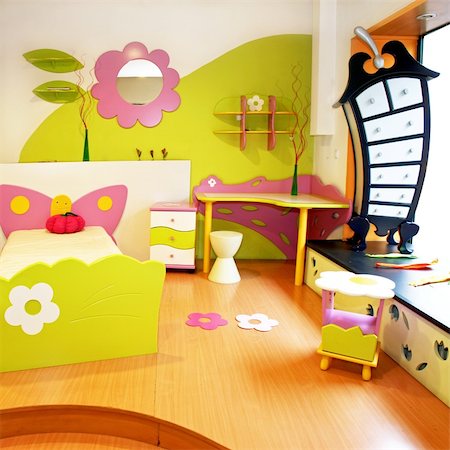 Interior of children room with colorful furniture Foto de stock - Super Valor sin royalties y Suscripción, Código: 400-05132661