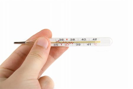 person on scale doctor - Hand with thermometer on white background Stock Photo - Budget Royalty-Free & Subscription, Code: 400-05132689